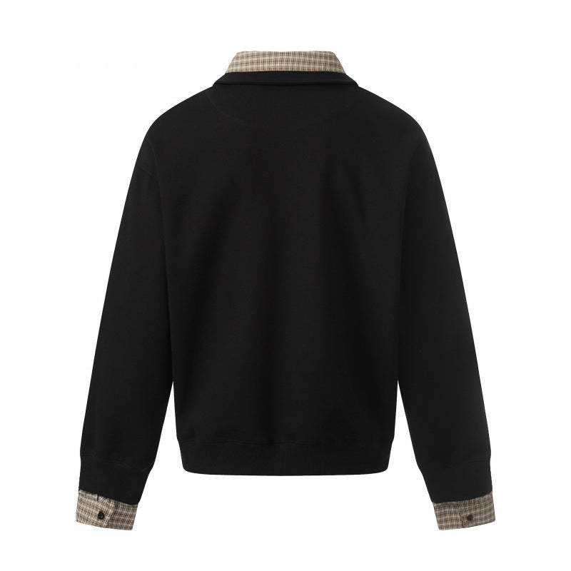 Men's sweatshirt with integrated shirt collar and layering look Amarae