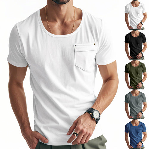 Breathable men's T-shirt with practical chest pocket Amarae