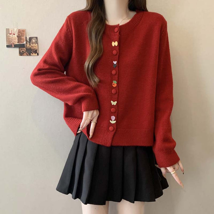 Cardigan confortable pour dames avec des boutons colorés Chic & Stil