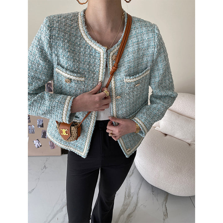 Ladies Elegant Boucle Jacket with Decorative Buttons Chic & Stil