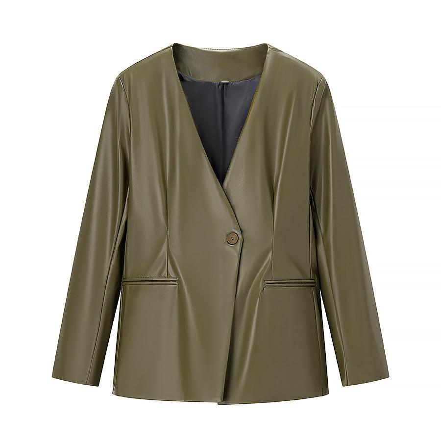 Lune London Elegant Faux Leather Jacket for Ladies