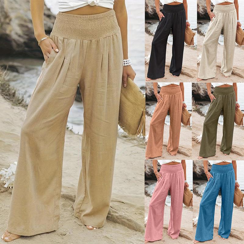 Loose summer pants for women with elastic waistband and comfortable pockets Lune London