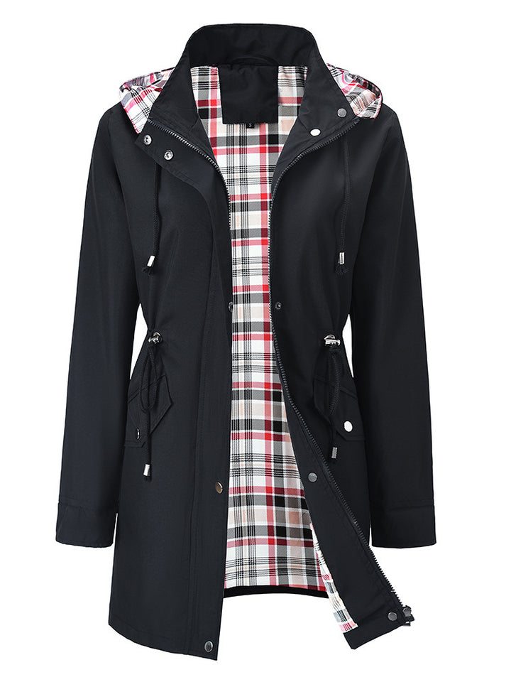 Veste de transition pour femmes avec taille ajustable et motif à carreaux invitant Chic & Stil