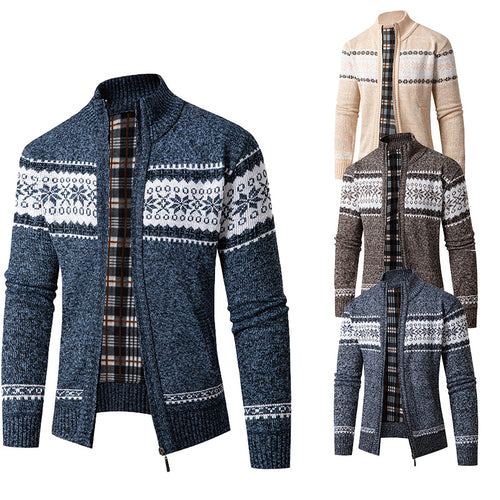 Men's knit jacket with high collar and modern zip Amarae