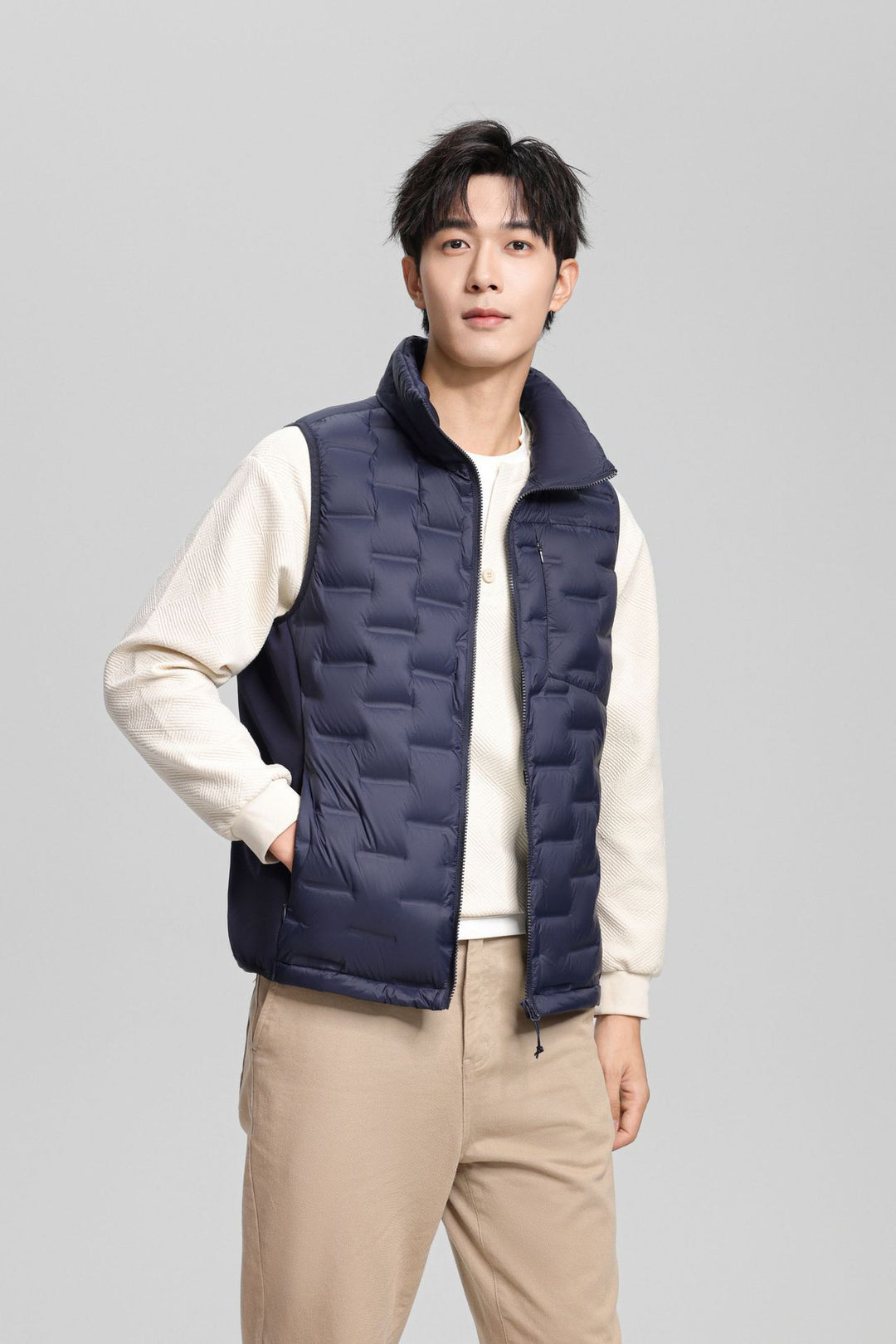 Men's Lightweight Quilted Thermal Vest with Stand-Up Collar Amarae