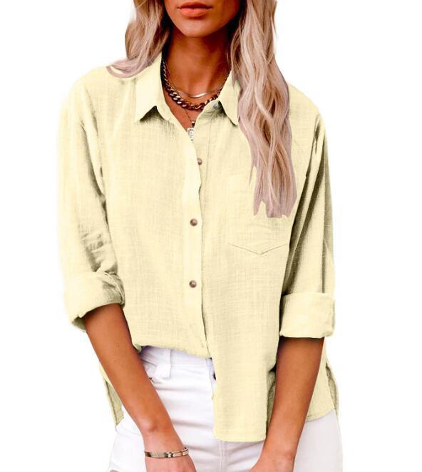 Women's Casual Linen Blouse with Short Sleeves and Button Details Lune London
