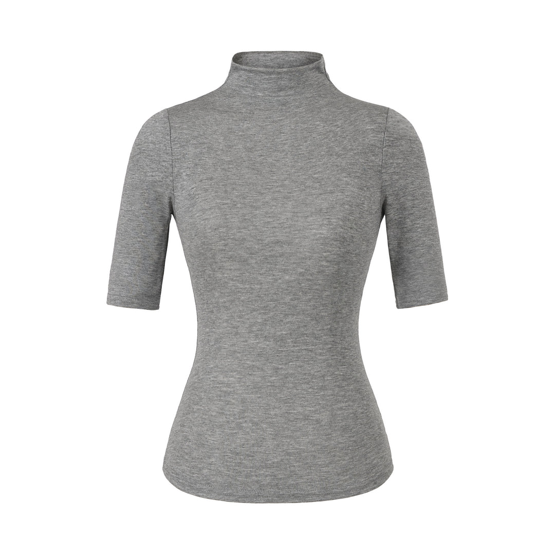 Women's Fitted Stand Collar Shirt with Half-Length Sleeves Amarae