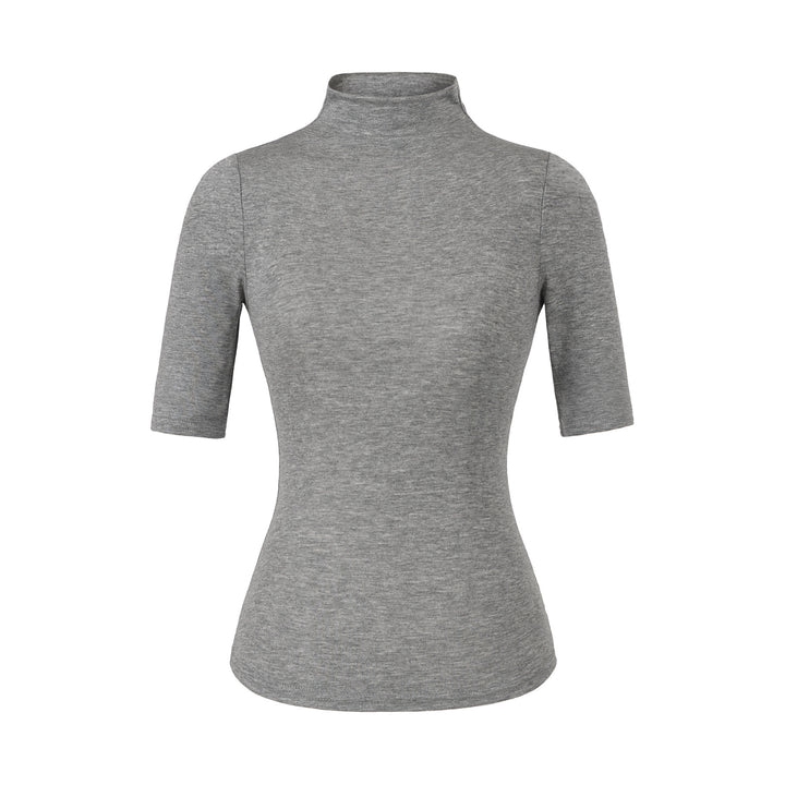 Women's Fitted Stand Collar Shirt with Half-Length Sleeves Amarae
