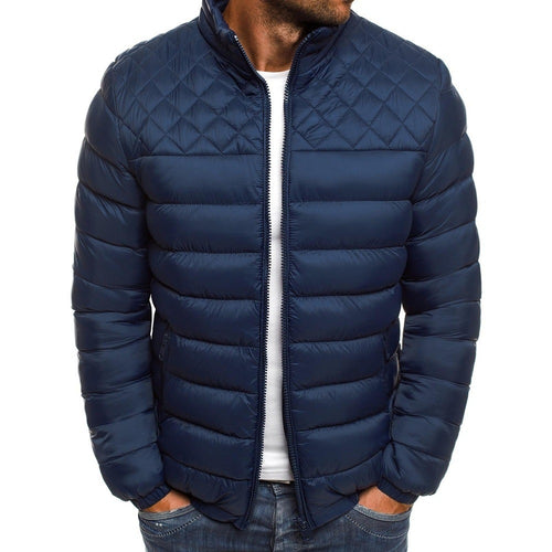 Quilted transition jacket for men with high collar and practical zip pockets Amarae