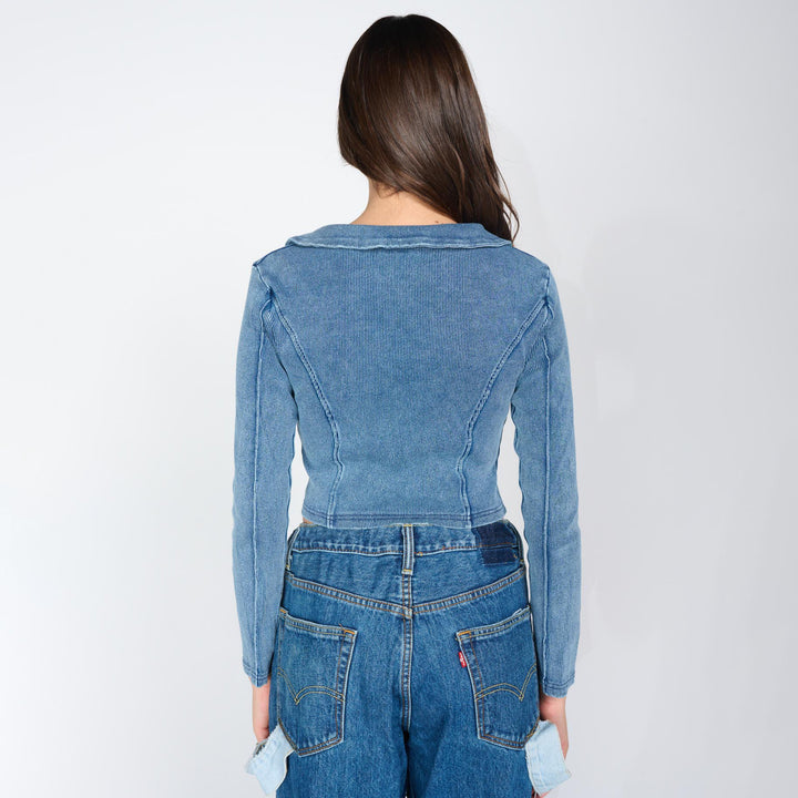 Fitted denim jacket for women with zipper Amarae