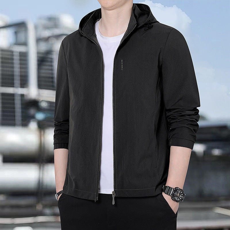 Men's hooded softshell jacket with checked lining, windproof and lightly padded Amarae