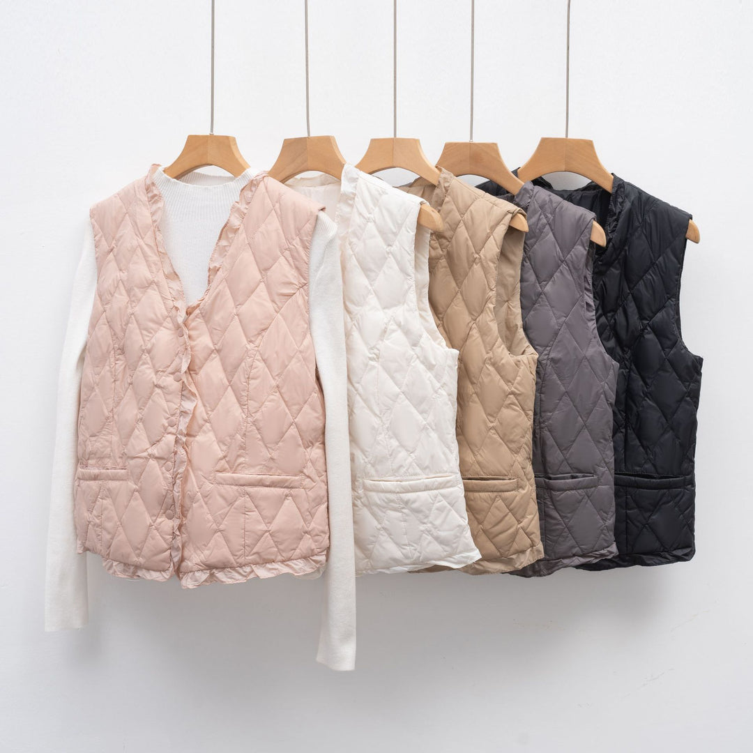 Ladies quilted vest with asymmetrical cut Amarae