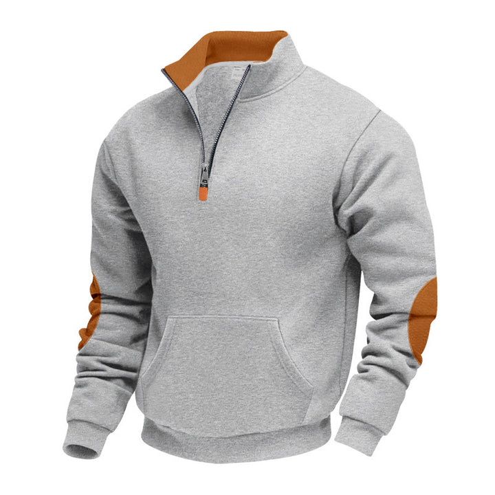 Elegant men's fleece sweater with high collar and functional zipper Lune London