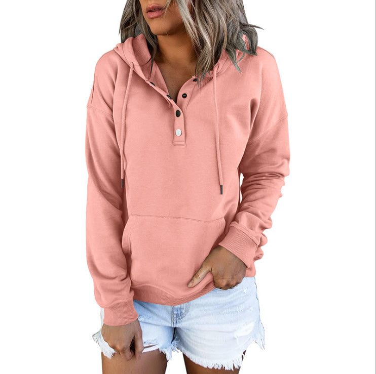 Sporty hoodie for women with button placket and relaxed fit Lune London