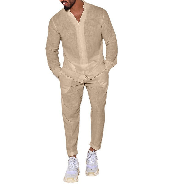 Men's casual linen set with button placket and elastic waistband Lune London
