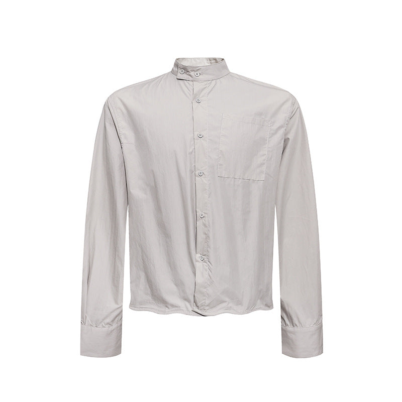 Men's shirt with stand-up collar, chest pocket and relaxed fit Amarae