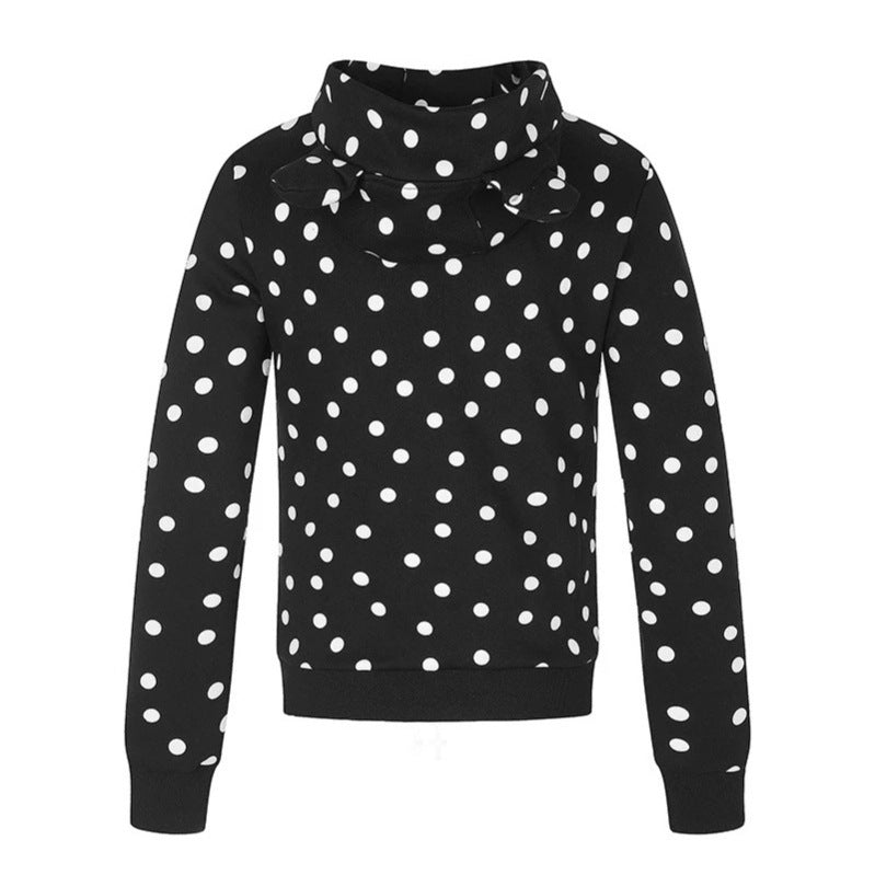 Women's Figure-Hugging Hooded Sweat Jacket with Polka Dot Pattern, Metal Front Zipper and Kangaroo Pockets Amarae