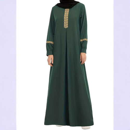 Kaftan dress for women with elegant golden accents and long sleeves Amarae