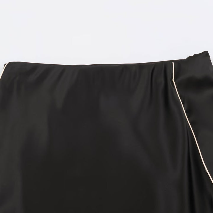 Women's satin midi skirt with side piping and A-line cut Amarae