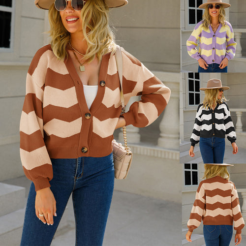 Cardigan élégant pour femme avec motif en chevron Chic & Stil