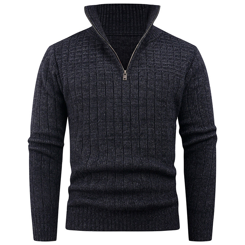 Men's knitted sweater with modern zipper and ribbed structure Lune London