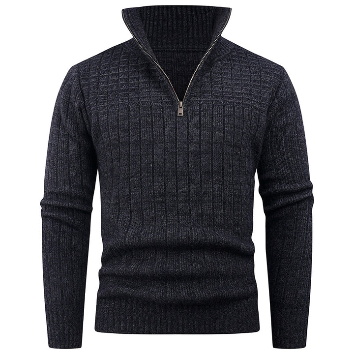 Men's knitted sweater with modern zipper and ribbed structure Lune London
