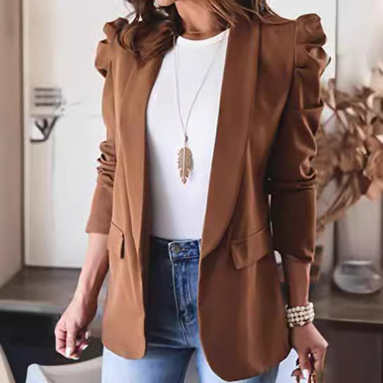 Fashion jacket for women with integrated puff sleeves and practical pockets Lune London