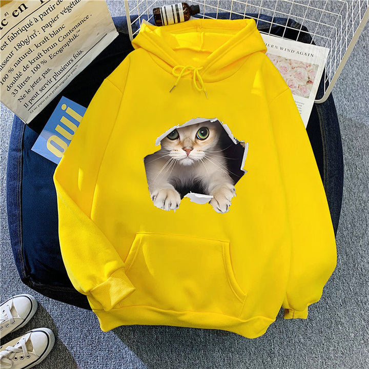 Women's hoodie with creative cat design Chic & Stil 1772612757