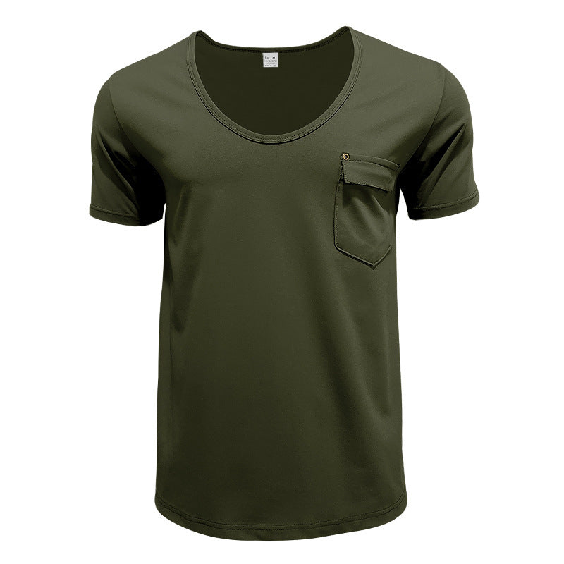 Men's sports t-shirt with deep V-neck and practical chest pocket Lune London