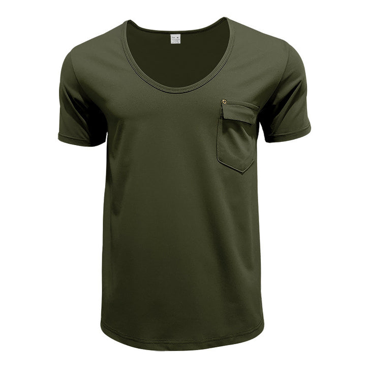 Men's sports t-shirt with deep V-neck and practical chest pocket Lune London