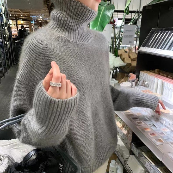 Ladies Cozy High-Quality Knit Turtleneck Sweater Lune London