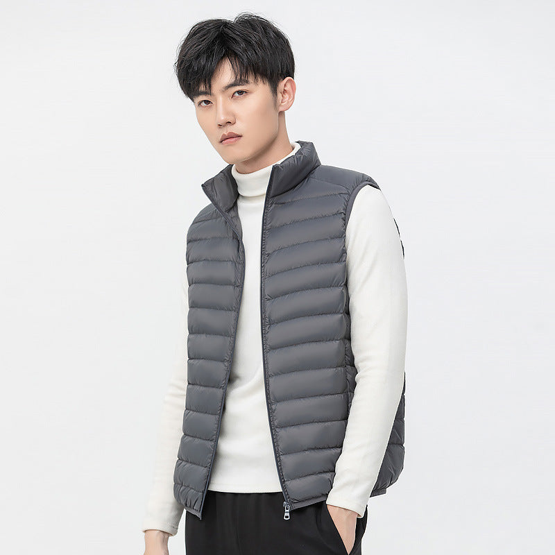 Men's Sleeveless Thermal Insulation Vest with Slim Silhouette and Stand-Up Collar Amarae