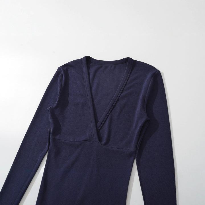Women's wrap shirt with V-neck and fitted dividing seam Amarae