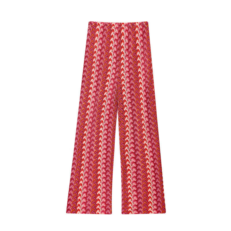 Wide palazzo pants for women with eye-catching wave pattern and elastic waistband Lune London