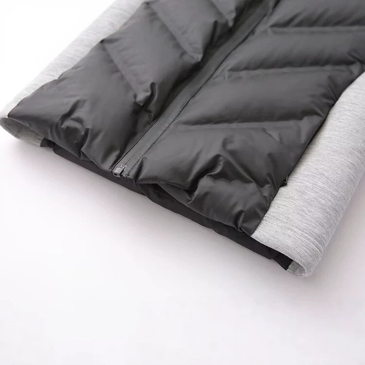 Ladies Hooded Hybrid Jacket with Quilted Front and Sweat Sleeves Amarae
