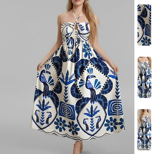 Robe Maxi d'Été Élégante pour Femmes avec Encolure Bandeau et Imprimé Floral Chic & Stil
