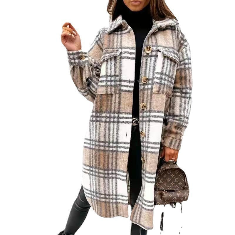 Women Oversized Checkered Shirt-Coat with Practical Pockets Amarae