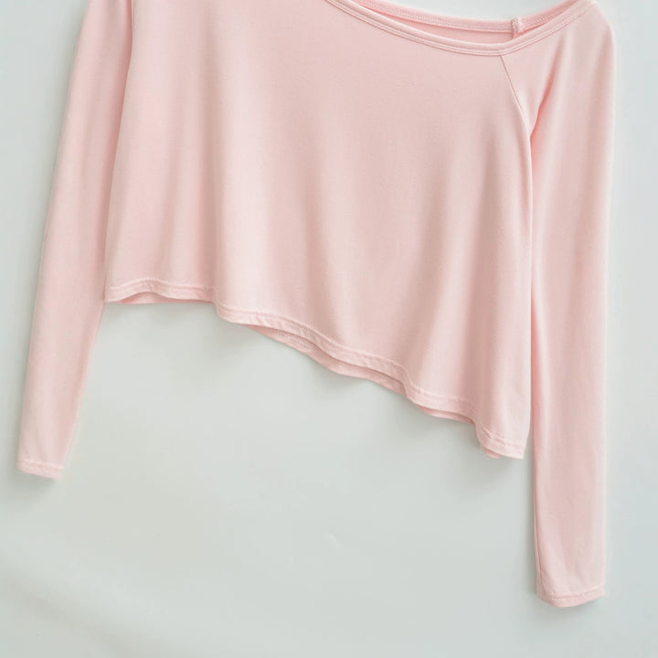 Ladies One-Shoulder Crop Top with Asymmetric Hem and Flared Sleeves Amarae