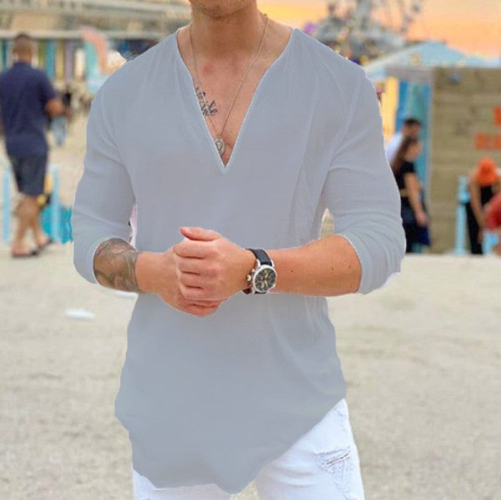 Long-sleeve shirt for men with V-neck and casual fit Lune London