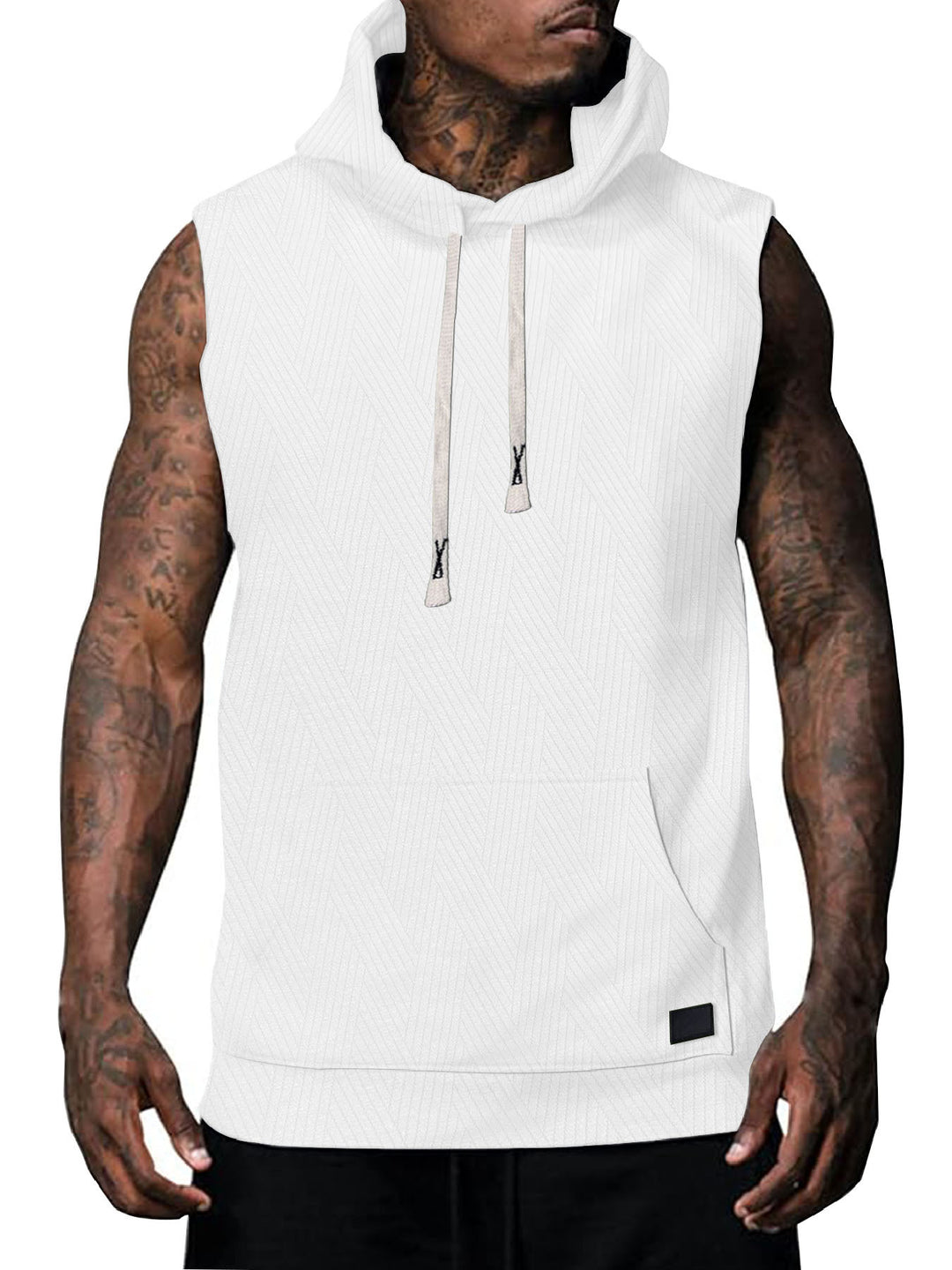 Sleeveless hoodie for men with textured design and practical kangaroo pocket Lune London