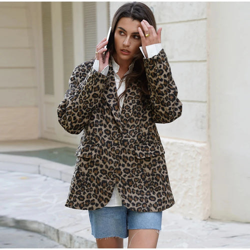 Amarae leopard print elegant jacket for women