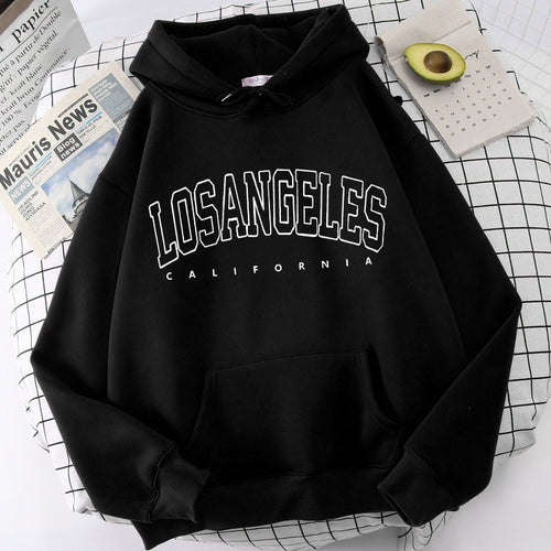 Women's hoodie with modern Los Angeles print and loose fit Amarae