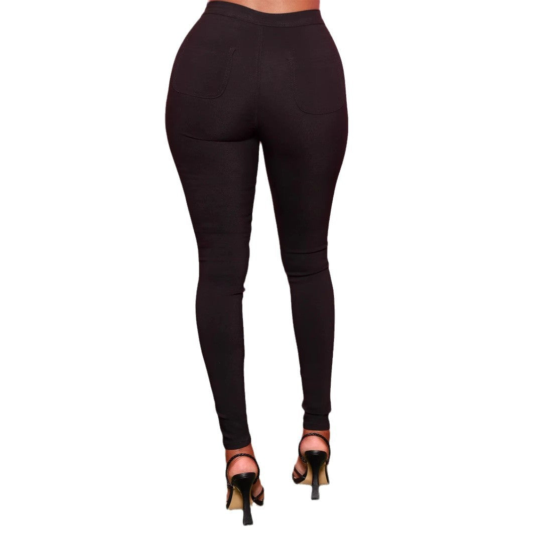 Women's High-Waisted Sculpting Leggings in Denim Look with Shaping Waistband Amarae
