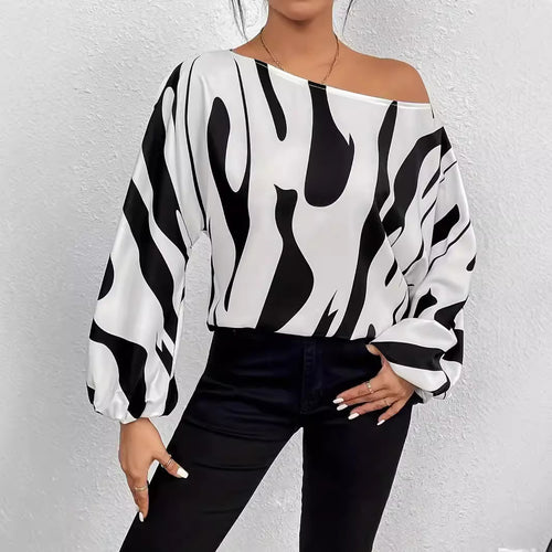 Women Oversized Blouse with asymmetrical cut and striped design Amarae