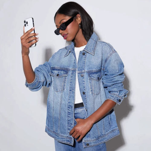 Casual denim jacket for women in oversized cut Amarae
