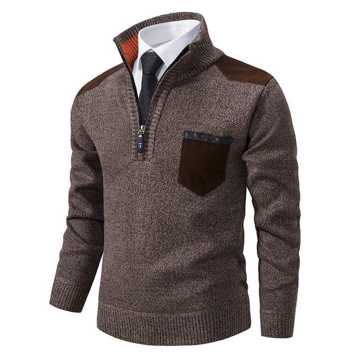 Elegant knitted sweater for men with collar and pockets Lune London