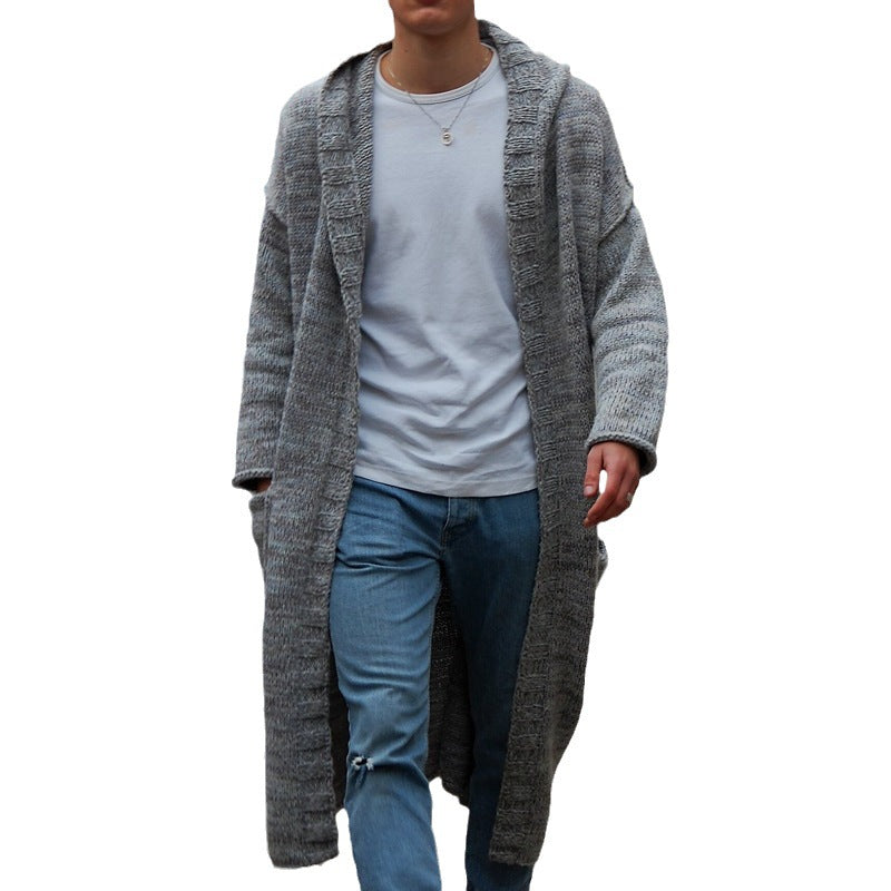 Men's Long Knit Coat with Modern Design and Casual Details Lune London