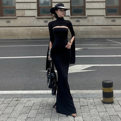 Robe maxi femme avec découpe asymétrique et élégantes manches bouffantes Chic & Stil