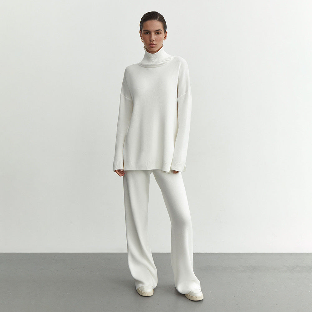 Modular knitted set for women with high collar and loose fit Lune London
