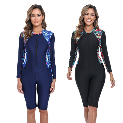Women's long sleeve surf suit with creative floral pattern Amarae